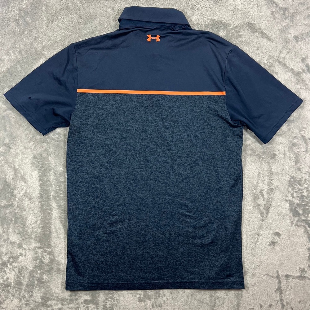 UNDER ARMOUR Playoff Polo Shirt Mens Small Navy Blue Colorblock Gym Golf Active - Picture 2 of 16